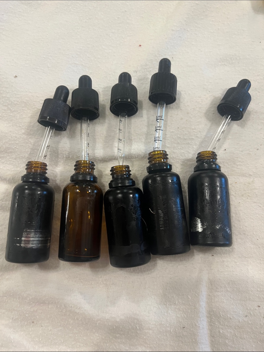Glass Dropper Serum Bottle(5)- Black and Amber - EMPTY